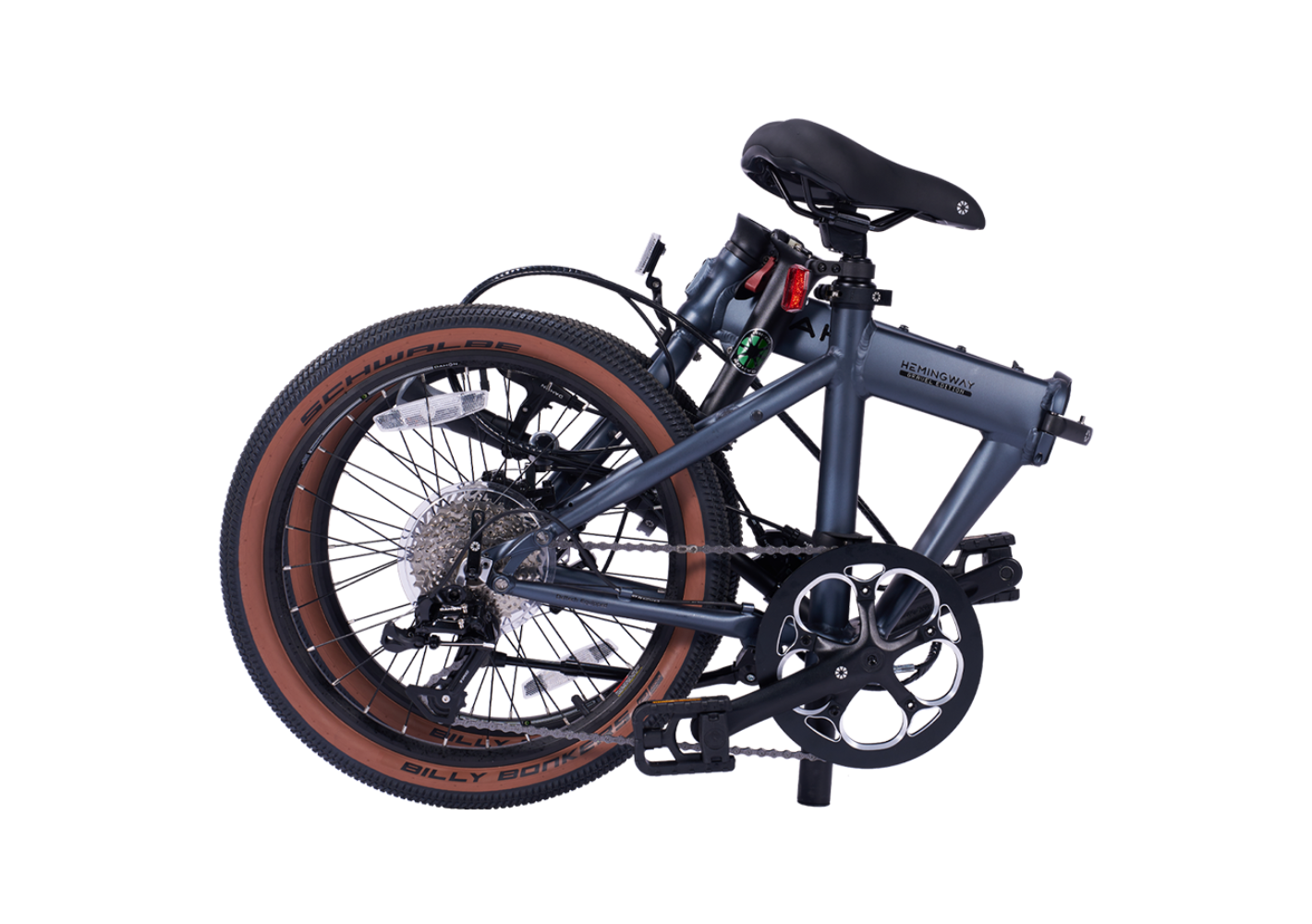 Grey Hemingway GR folding bike, Gravel Edition, with Schwalbe Billy Bonkers tires