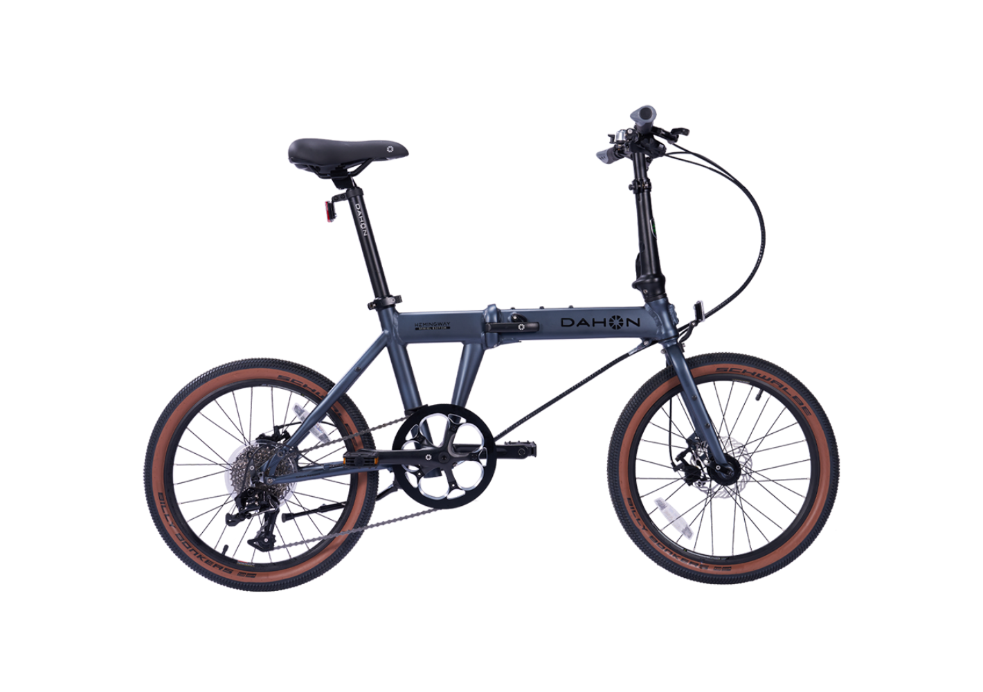DAHON Hemingway GR All-Terrain folding bike with brown tires for city and park trails.