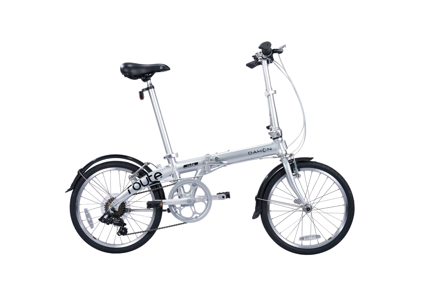 Silver Dahon Route folding bicycle with sporty aluminum frame