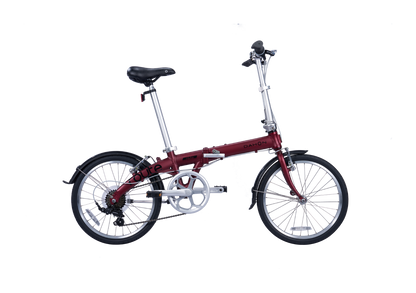 Red aluminum Dahon Route folding bicycle with sporty design