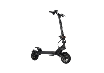 S901 electric scooter in black, featuring dual headlights, suspension, and rugged tires.