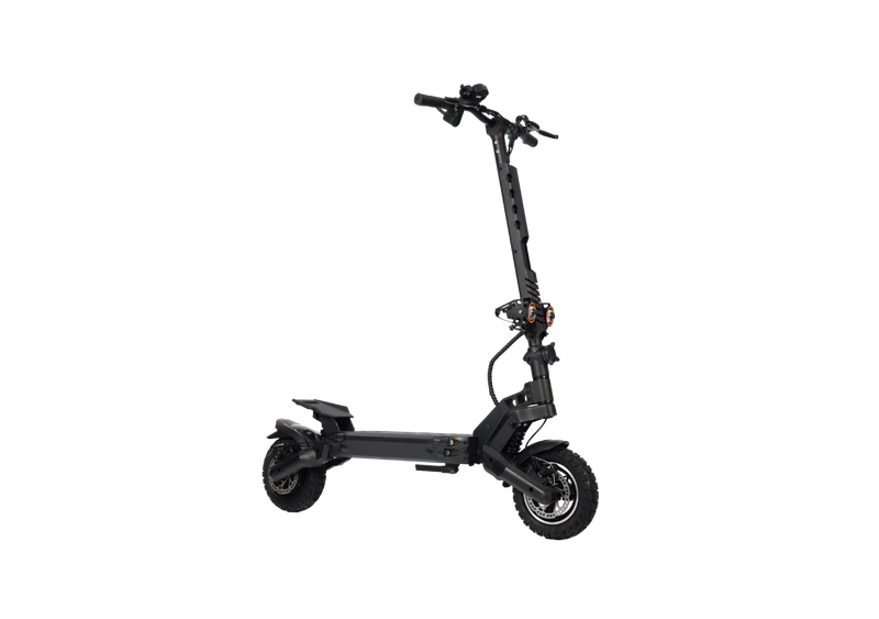 S901 electric scooter in black, featuring dual headlights, suspension, and rugged tires.